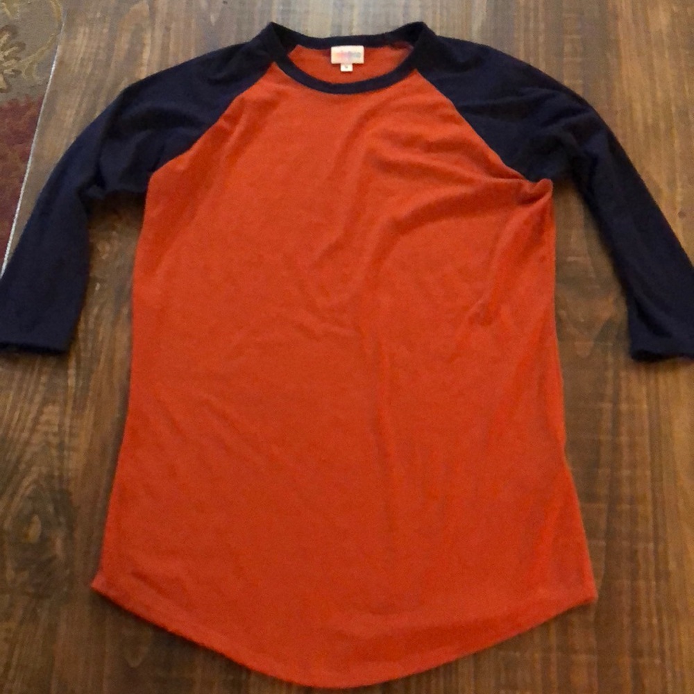 Lularoe NWOT Orange and Navy Randy Tee